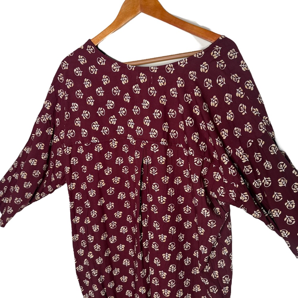 Old Navy Womens‎ XL Short Tunic Dress Floral Print Maroon Casual BOHO Festival - Picture 6 of 12